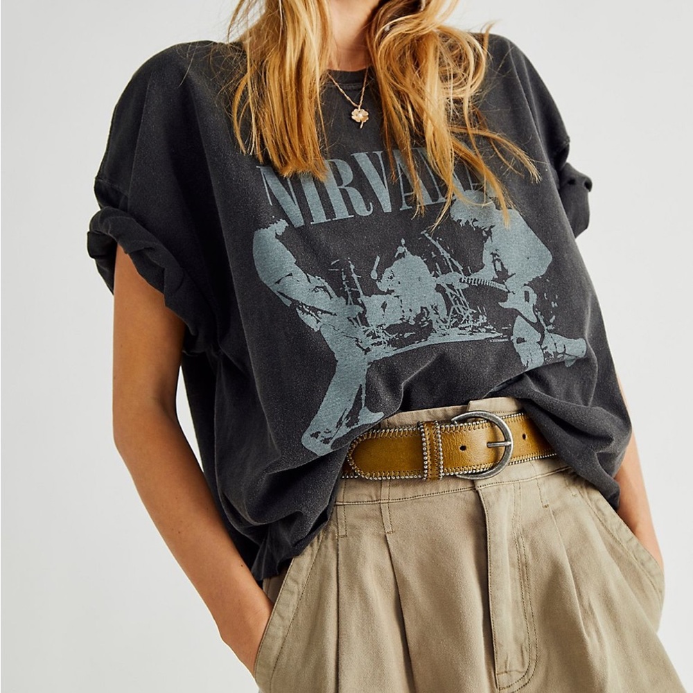 [Free People] Nirvana Boxy Tee, Gray, M/L